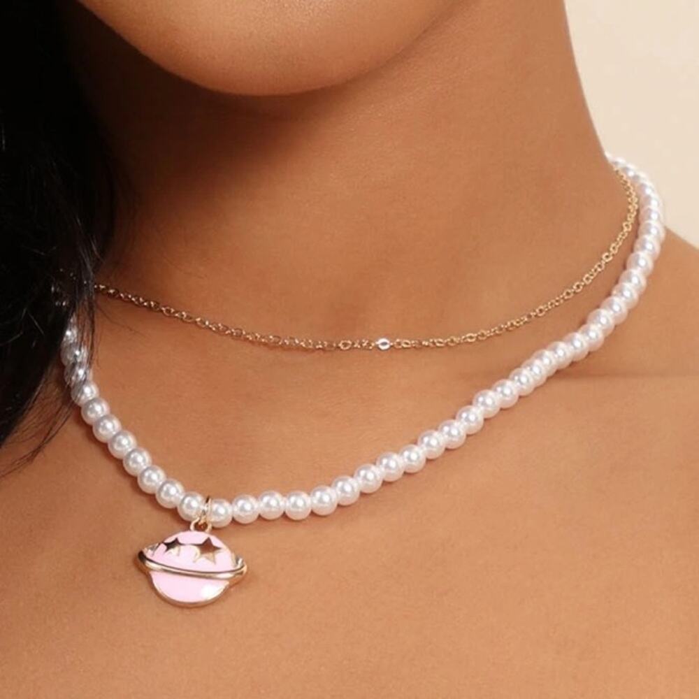 Fashion Nova Celestial Planet Pendant Necklace NWT